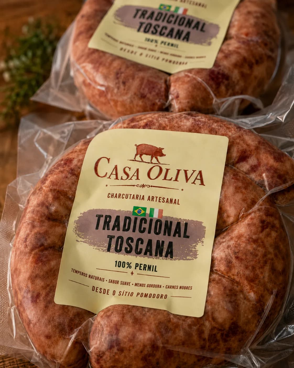 Embalagem da Linguiça Toscana Tradicional Casa Oliva